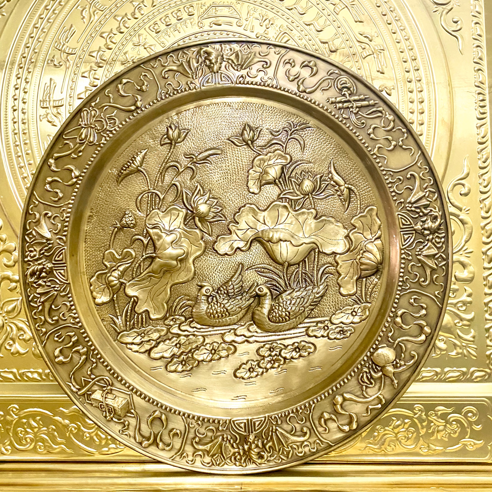 MÂM SEN VỊT 53 CM CHẤT LIỆU BẰNG ĐỒNG : PHONG THỦY TÀI LỘC