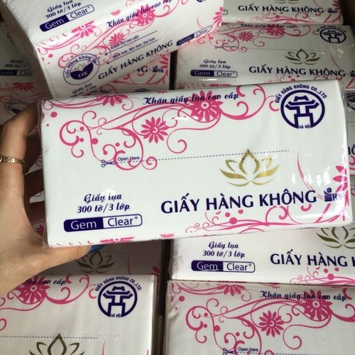 Com bo 5 tập giấy ăn rút hàng không 3 lớp 300 tờ - giấy ăn