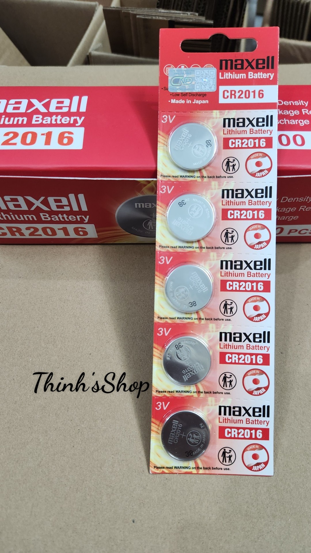 Vỉ 5 viên cr2016 / cr 2016 pin 3v lithium maxell 3volt - made in japan