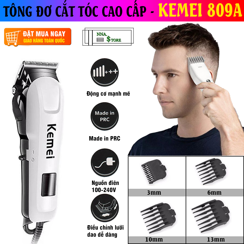 Tông Đơ Cắt Tóc, Tông Đơ, Máy Cắt Tóc, Tông Đơ Cắt Tóc, Tông Đơ Kemei 809A - Thiết Kế An Toàn, Độ Ồn Thấp - Đi Kèm 4 Đầu Lược Căn Độ Dài Dễ Dàng Đáp Ứng Mọi Kiểu Tóc - Vận Hành Êm Ái Với Nguồn Điện Từ 100 - 240V [HÀNG CAO CẤP] ĐẶT NGAY!!!