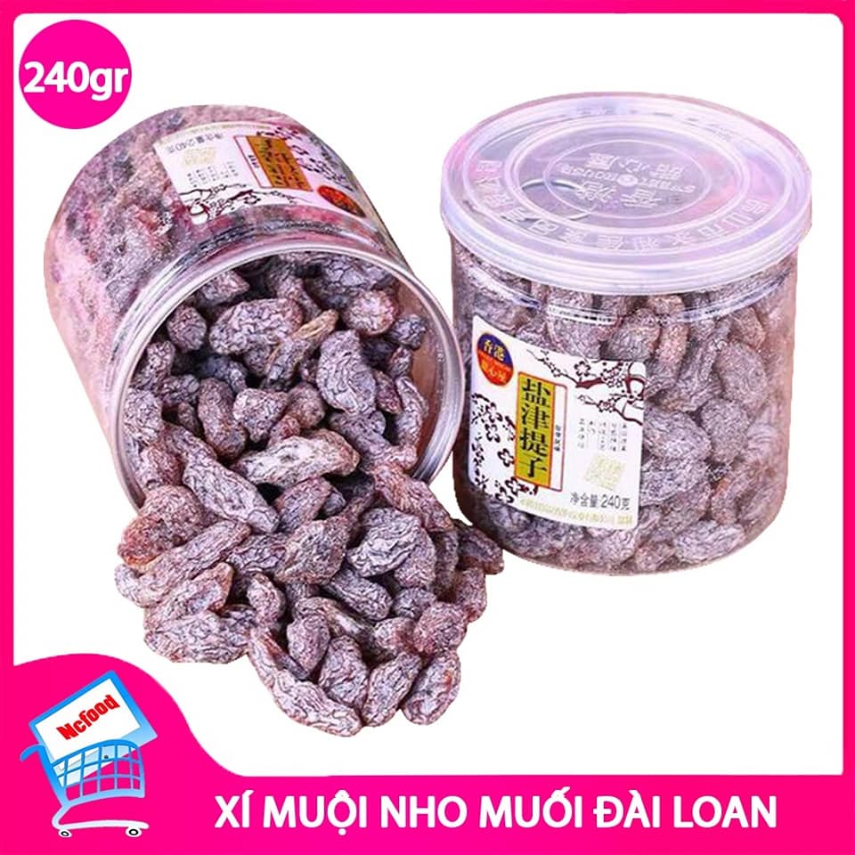 Ô mai xí muội nho muối đài loan 240gr ăn vặt đã nghiền