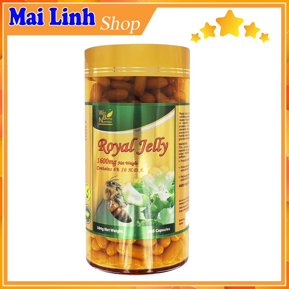 [HCM]Viên Uống Sữa Ong Chúa Úc Royal Jelly Well Being Nutrition 1600mg 365 viên