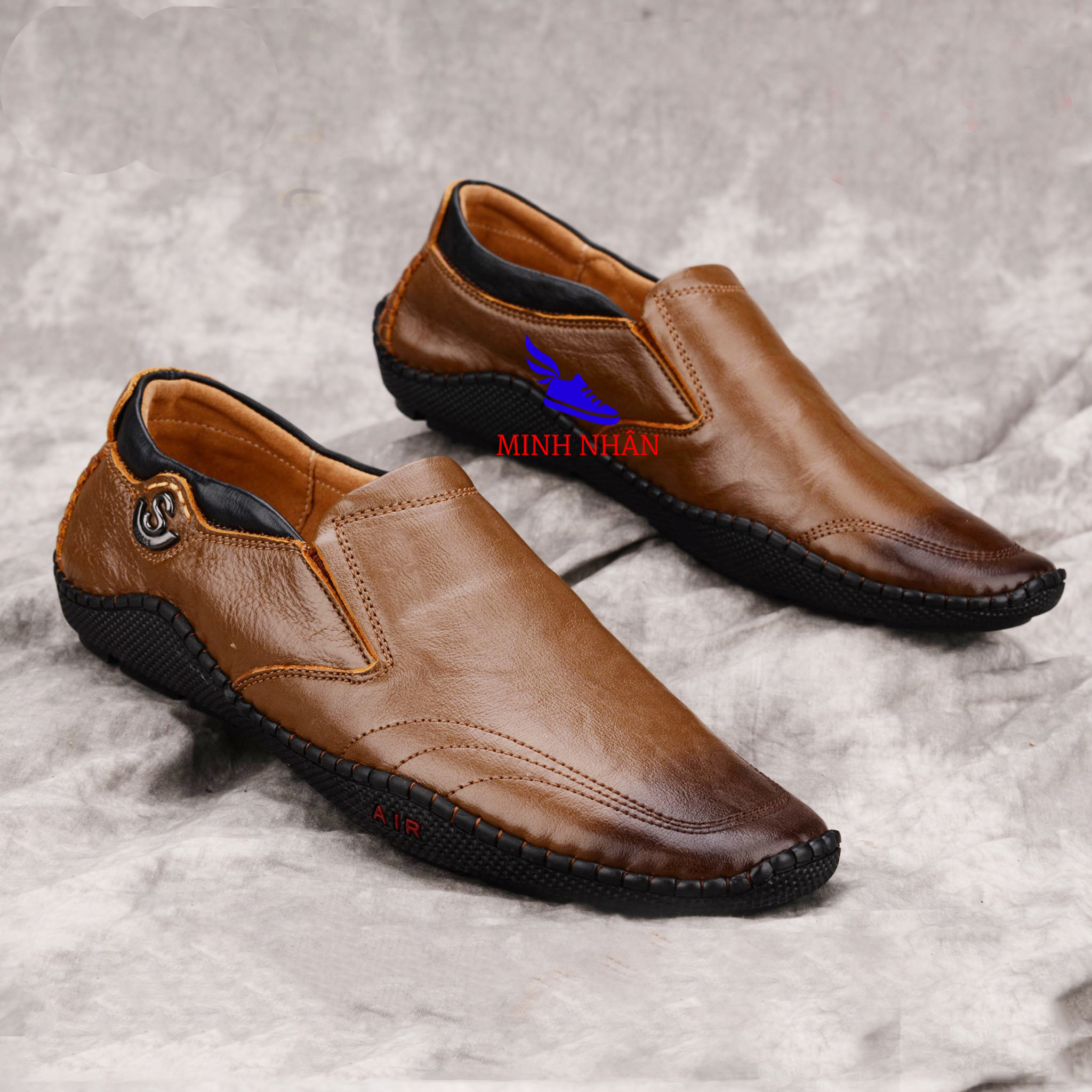 Giày lười nam da bò Giày công sở nam Giày nam cho lái xe ô tô Giày slip on nam da bò in vân cá sấu giày đế bệt đẹp độc đáo hàng hiệu thời trang giá rẻ S-2 màu nâu