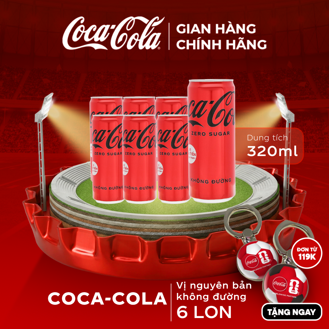 [SIÊU SALE ] Lốc 6 Lon Nước Ngọt Giải Khát Không Đường Coca-Cola Zero 320ml/Lon Sale 25.05 Coca-Cola Chính Hãng_LD