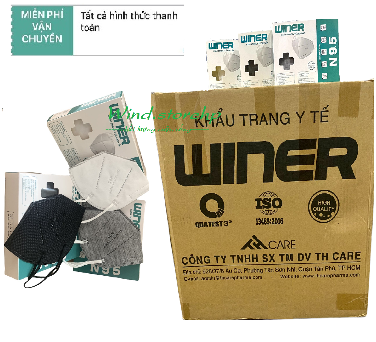 Thùng Khẩu Trang Y Tế Winer N95 - 4 Lớp Cao Cấp Xuất Khẩu [120 Hộp]