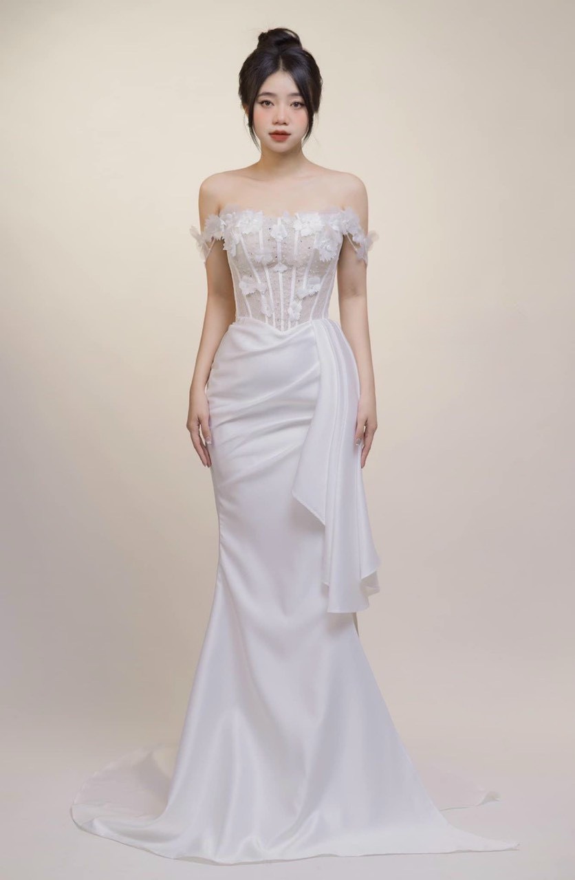 Đầm xòe midi tripble t dress cho dâu xinh mặc cưới nhẹ nhàng -size s/m/l - ms103y