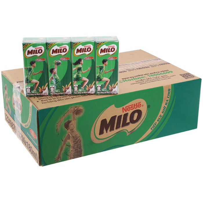 Thùng 12 lốc Sữa Milo lúa mạch lốc 4 hộpx180ml Date 20 12 2023