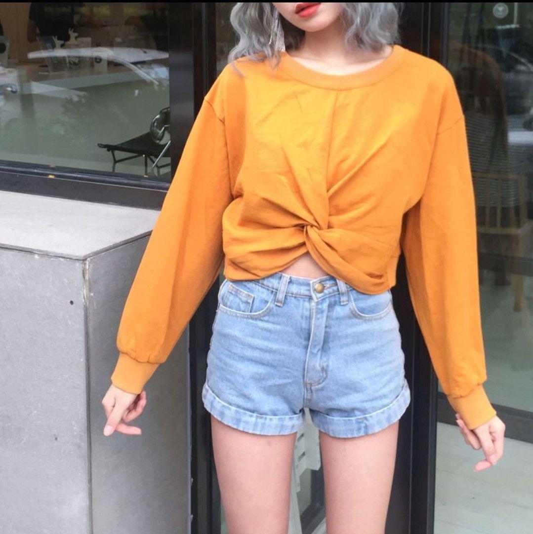 Áo thun tay dài xoắn eo, chất lụa đẹp mê 1142a11-3