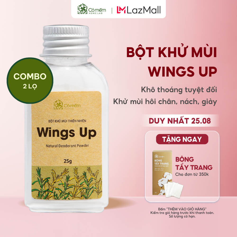 Combo 2 bột khử mùi wings up khử mùi hôi chân hôi nách giảm tiết mồ hôi hôi cỏ mềm 25g
