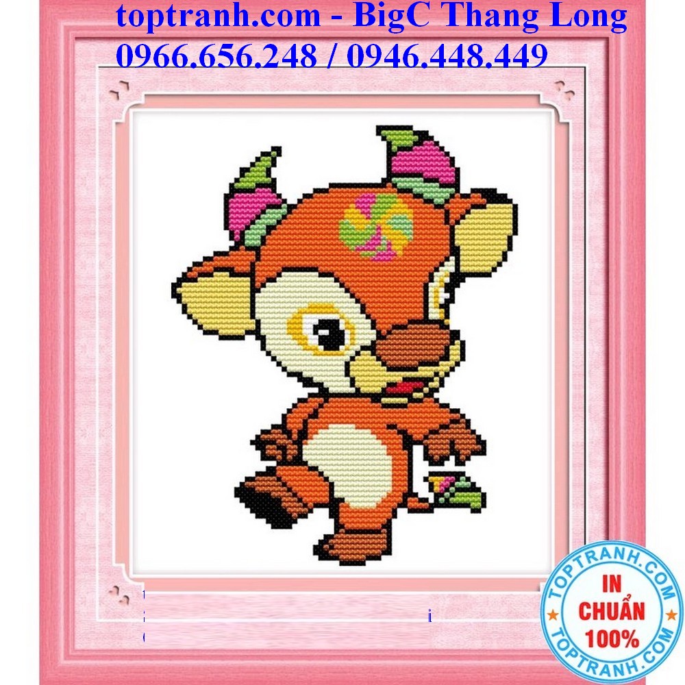 Tranh thêu chữ thập con trâu 12 con giáp theo tuổi D246 chưa thêu