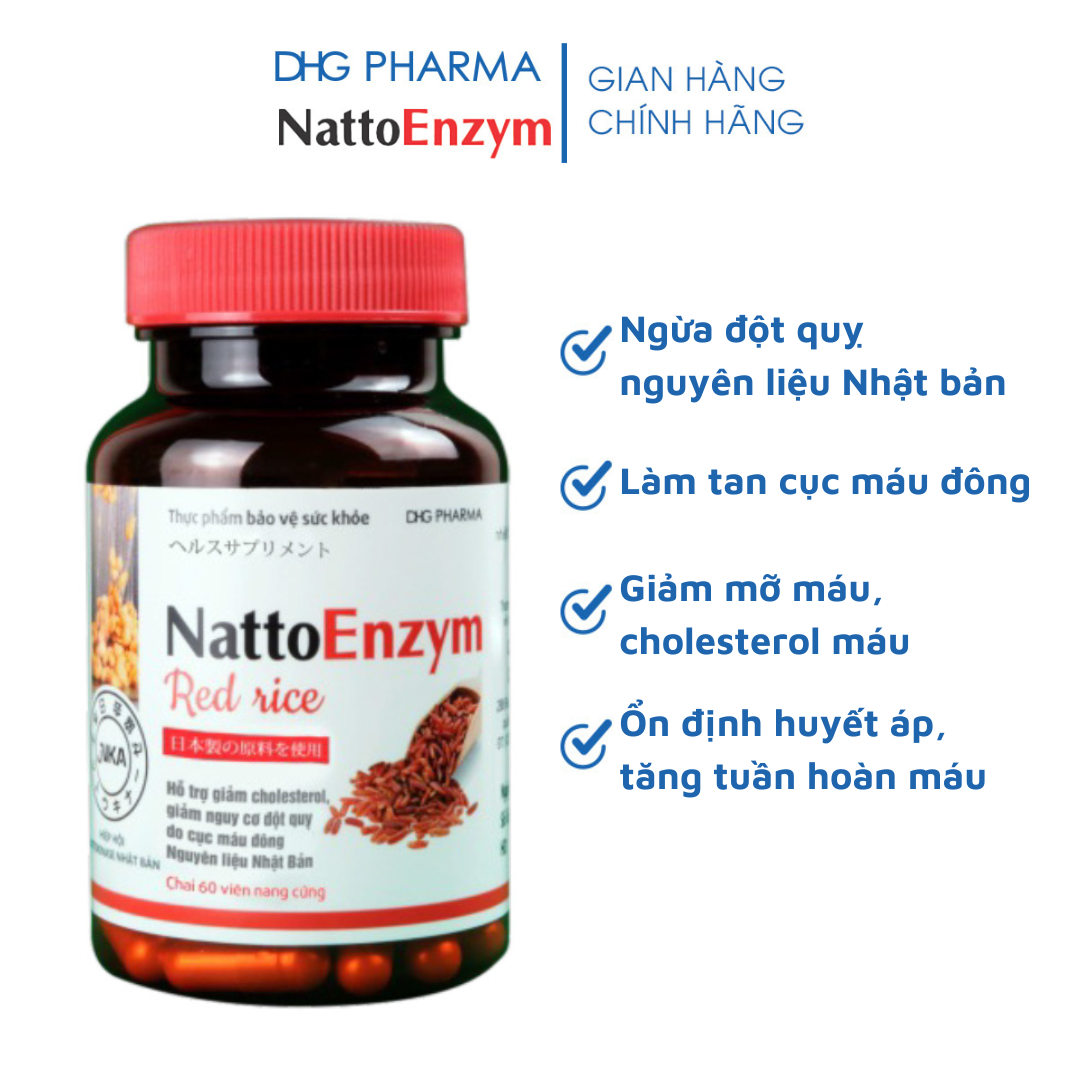 Combo 2 chai TPCN NattoEnzym Red Rice hỗ trợ giảm cholesterol