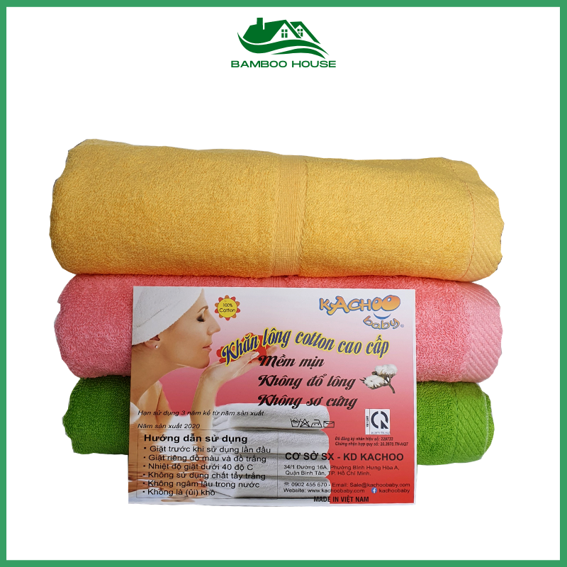 Khăn tắm lớn vừa 100% Cotton mềm mịn thấm hút tốt kích thước 50 cm * 100 cm