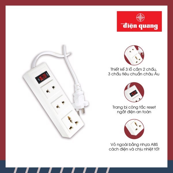 Ổ cắm điện quang đq 002a-02-2m