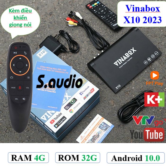 TV Box Android Vinabox X10 Phiên Bản 4G/32G Điều Khiển Giọng Nói Xem Truyền Hình Miễn Phí | Hàng Chính Hãng