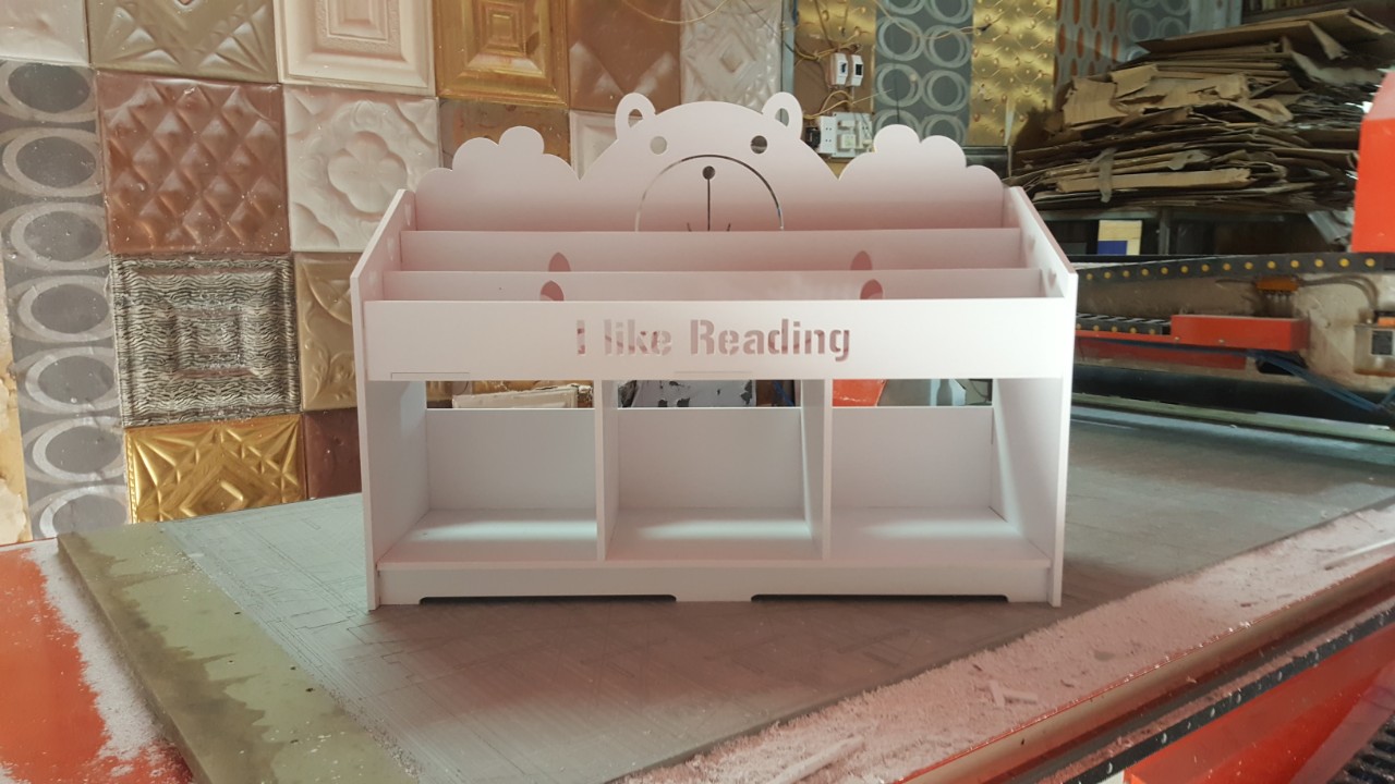 Kệ sách gấu 1 tầng chứa đồ cho bé full bộ kèm vít