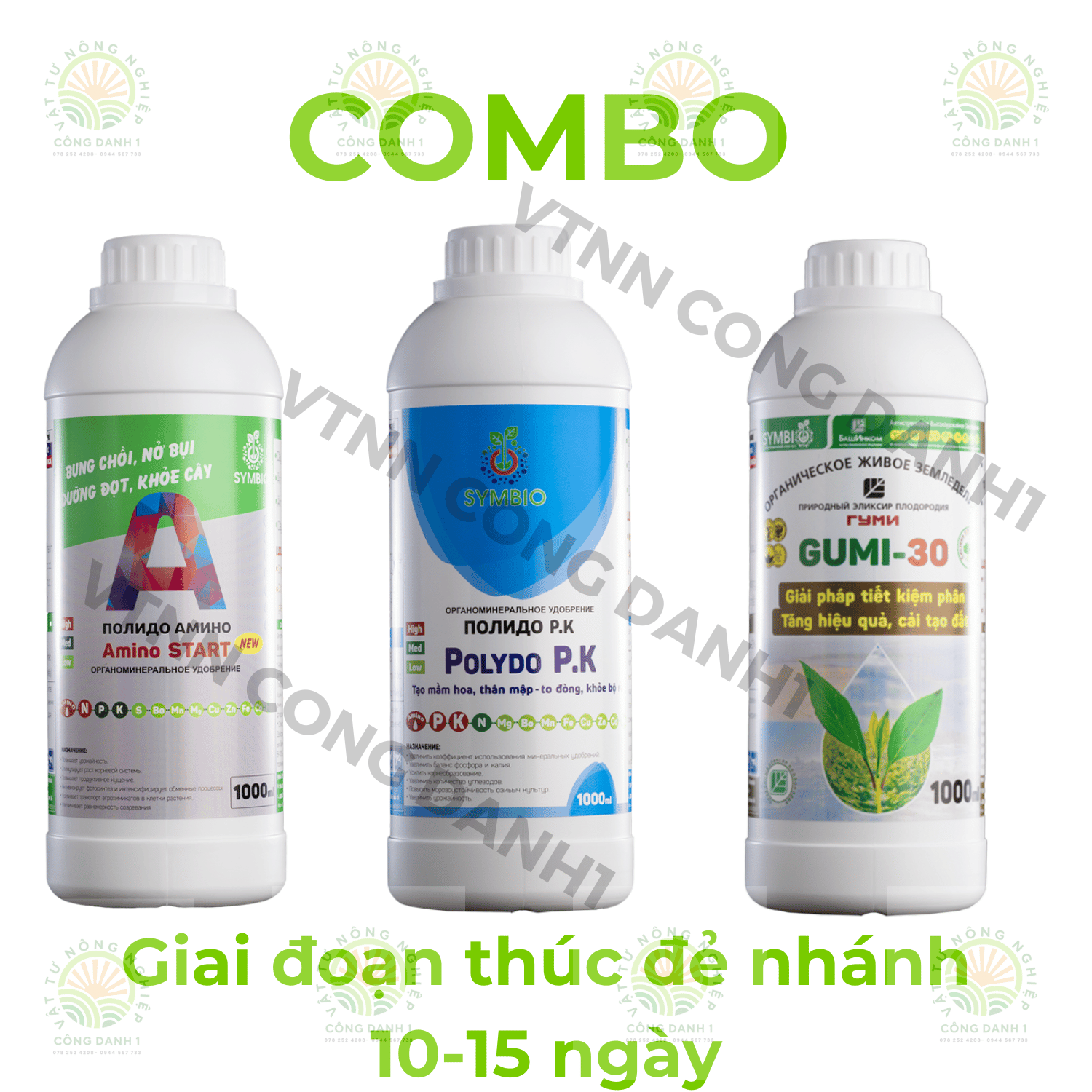 Bộ chế phẩm sinh học phân bón Symbio giai đoạn thúc đẻ nhánh, nở bụi cây to mập, phát triển mạnh giảm lượng phân bón