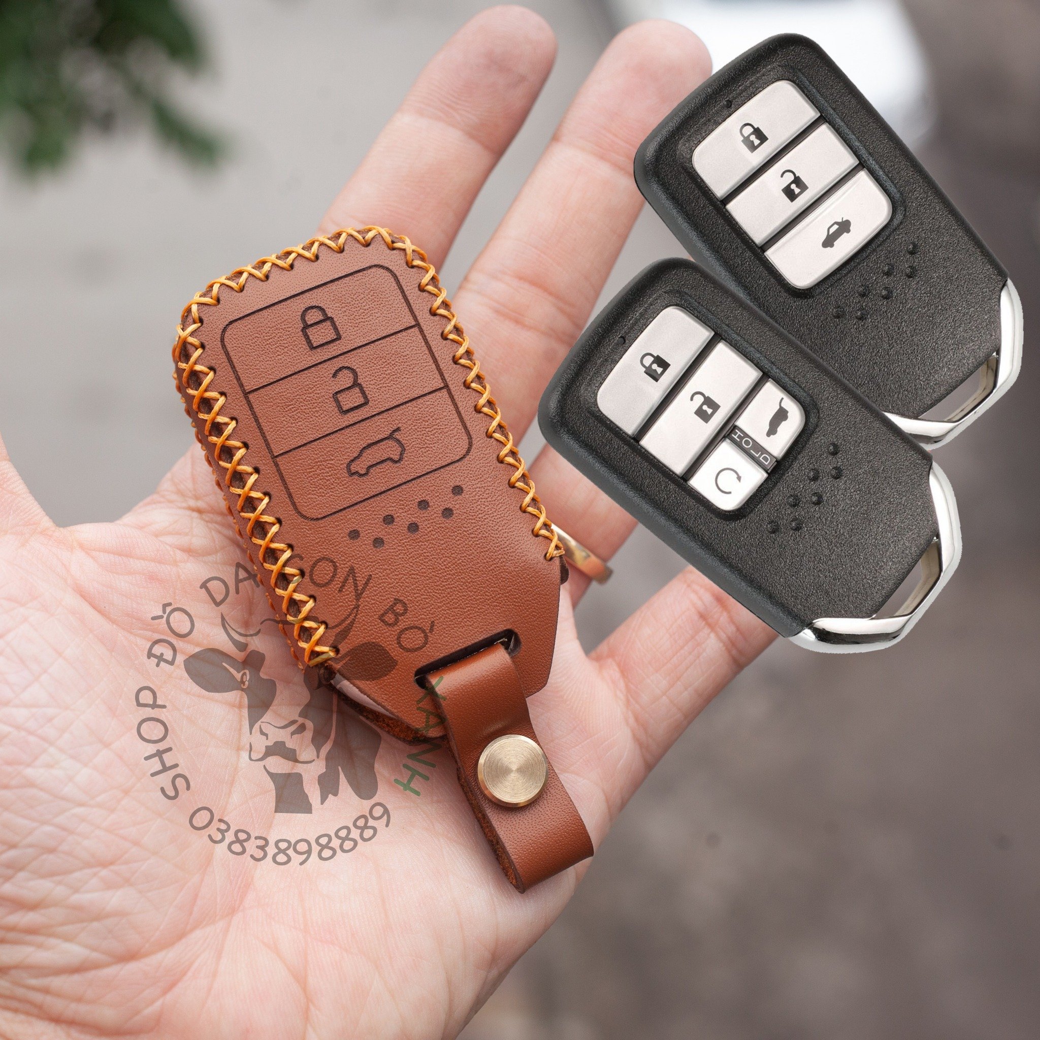 Bao da chìa khoá Honda City, CRV, CIVIC, ACCORD handmade da thật 003