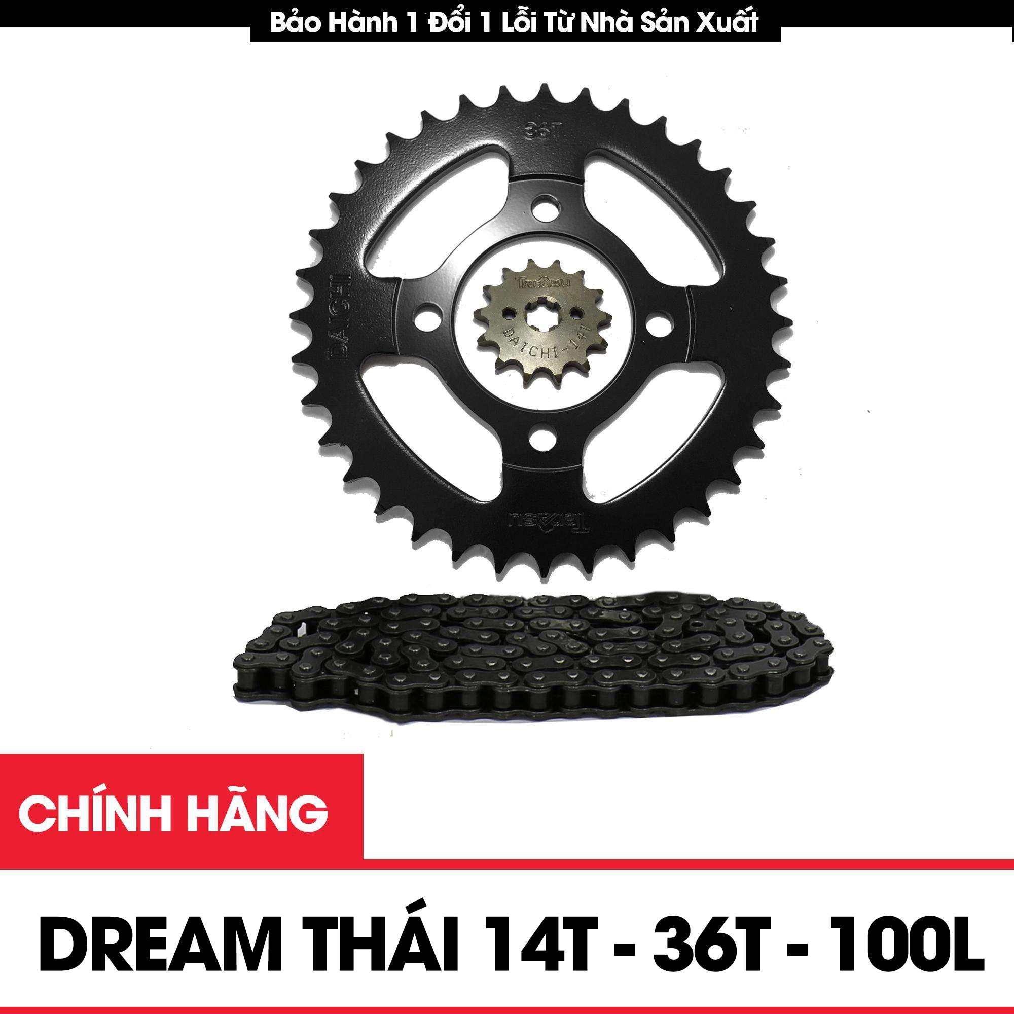 Bộ nhông xích, nhông sên đĩa Dream Thái chính hiệu Daichi thông số (14T-36T–100L) công nghệ đột dập, sơn tĩnh điện + Bảo hành 6 tháng 1 đổi 1 daichi.vn