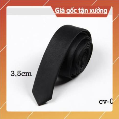 Cà vạt lụa nam bản nhỏ màu đen
