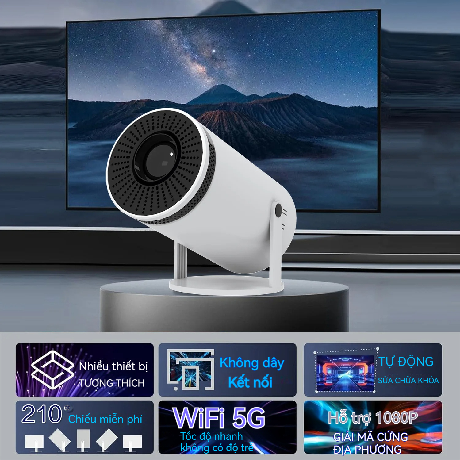 Máy chiếu Mini HY300Pro Android 11.0 Full HD Hỗ trợ WiFi 2.4G & 5G USB HDMI 4K Trình phát video Máy chiếu phim Android thông minh Bluetooth5.0 Hệ điều hành có YouTube Projectors Kết nối Apple điện thoại Laptop ipd Netflix TikTok Bảo Hành 12 Tháng