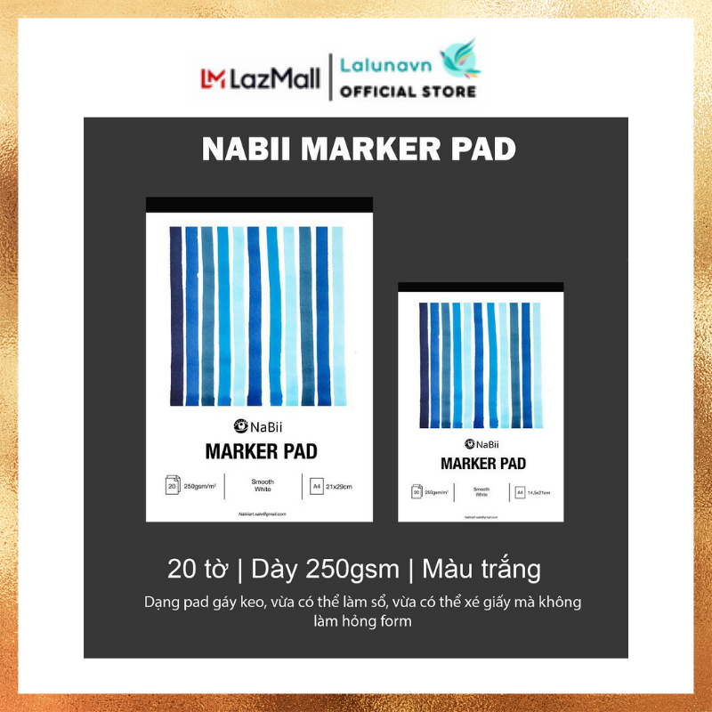 Sổ vẽ nabii marker pad - 250gsm - 20 tờ , sổ tô màu nabii maker - b22