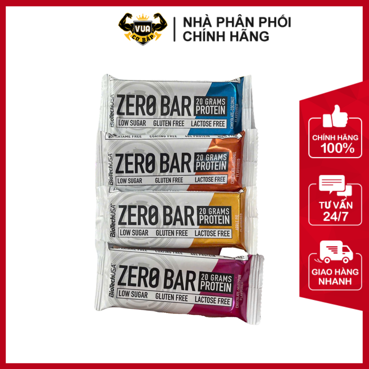 Thanh Bánh Protein Zero Bar BiotechUSA Hộp 20 Thanh