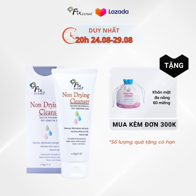 Sữa rửa mặt trắng da Fixderma Non Drying Cleanser, sữa rửa mặt cho da nhạy cảm, tẩy tế bào chết da mặt, dùng như sữa rửa mặt nam - Fixderma Việt Nam