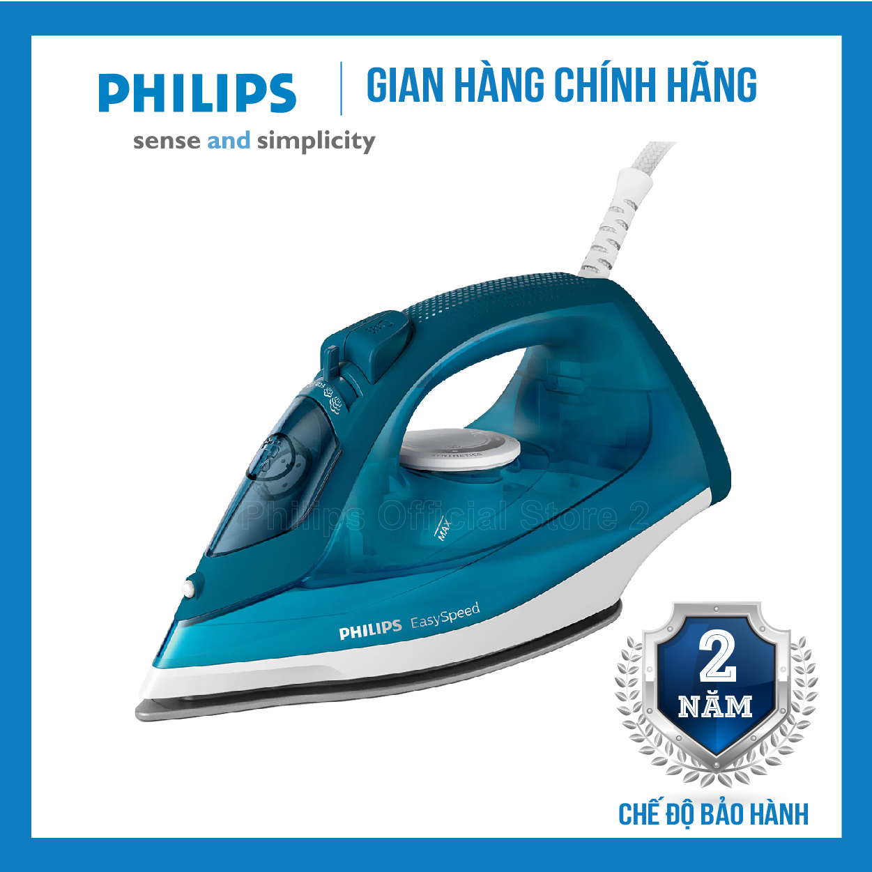 Bàn là hơi nước Philips 2000W GC1756, phun hơi tự động, ủi nhanh phẳng, an toàn, bảo hành 2 năm