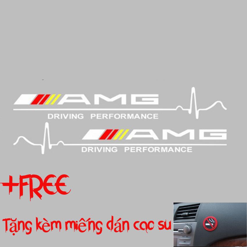 Bộ 2 tem dán cánh xe ô tô sport amg decal dán xe hơi amg trang trí cánh cửa xe ô tô tặng 1 miếng dán cao su no smoking