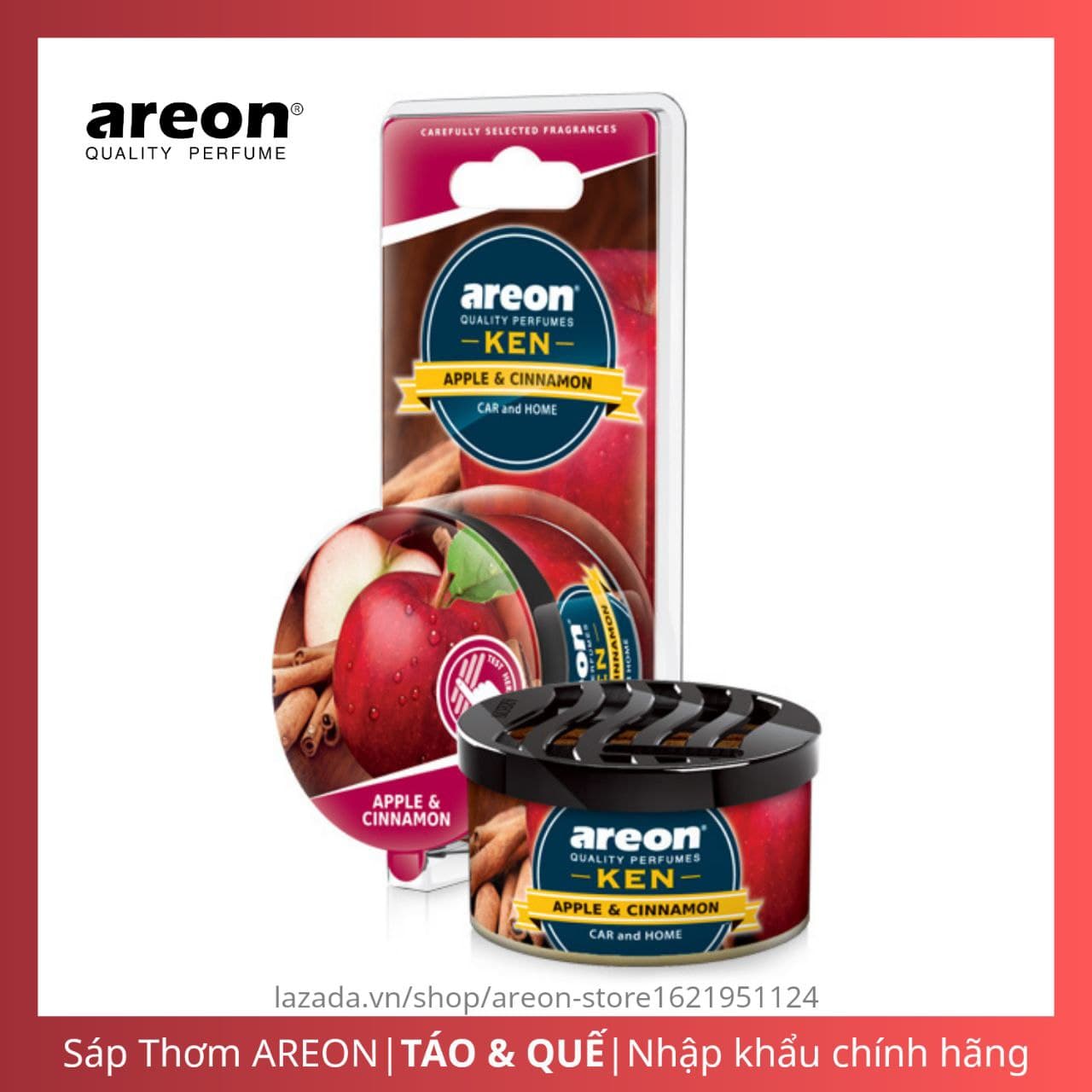 Sáp Thơm Nước Hoa Ô Tô Areon (Hương Táo Quế) Nhập Khẩu Chính Hãng