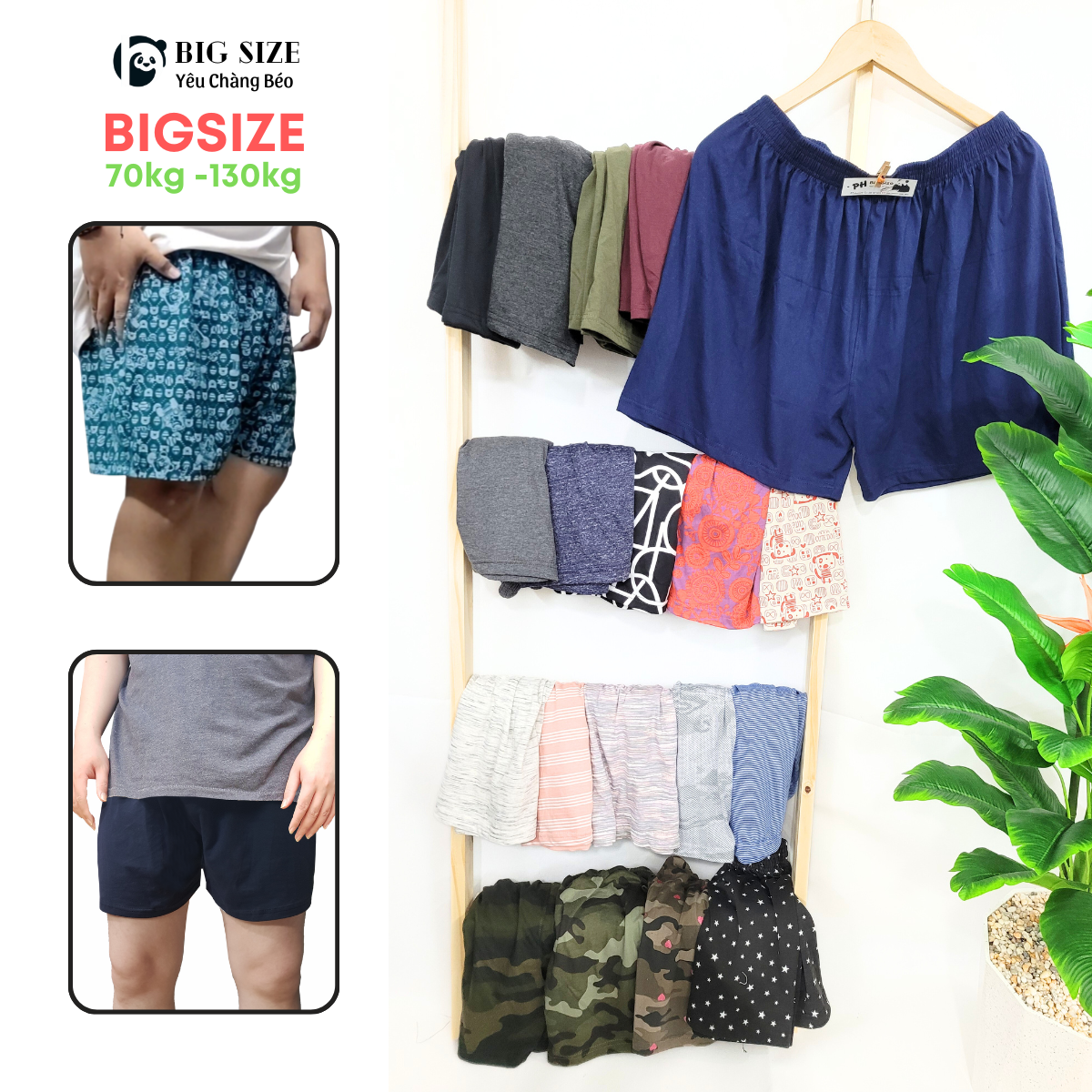 Size Lớn 70kg - 130kg | Quần ngủ quần đùi size to size bự ngoại cỡ thun co giãn nhiều màu Big size