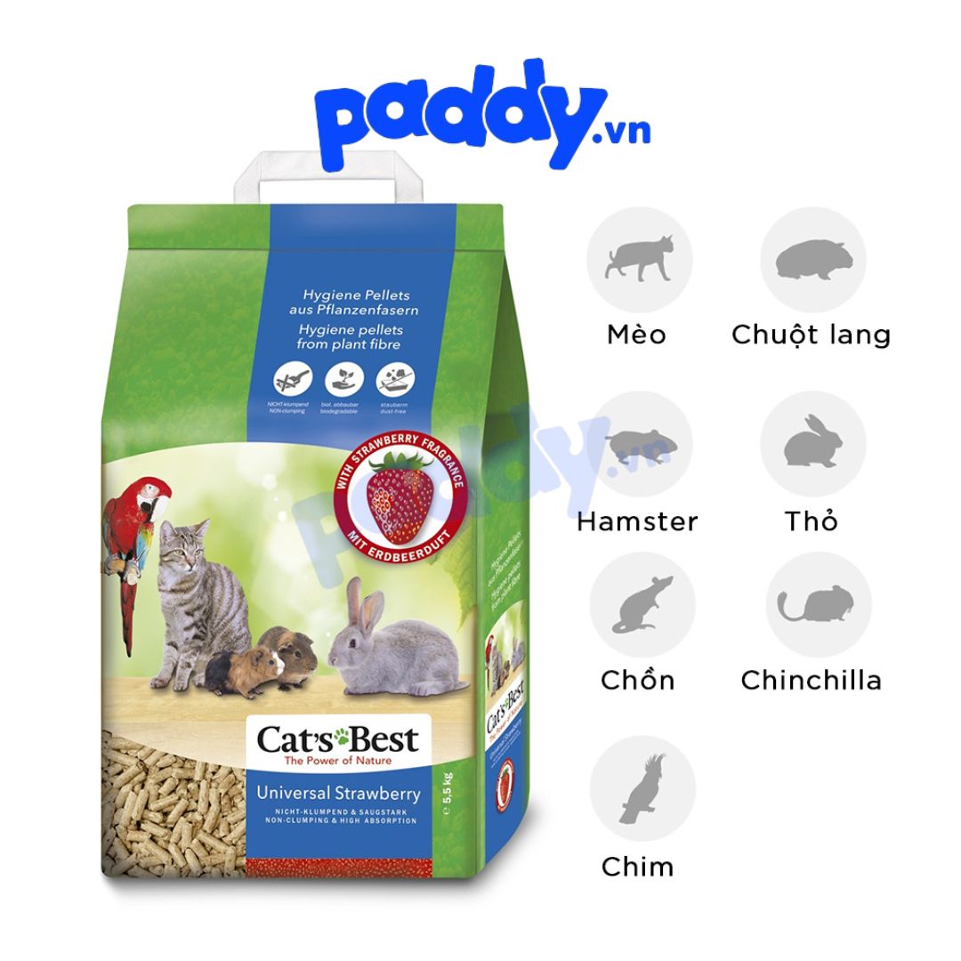  Cát Gỗ Cho Mèo & Thú Nhỏ Cat's Best Universal Strawberry Hương Dâu 5.5kg  10L  