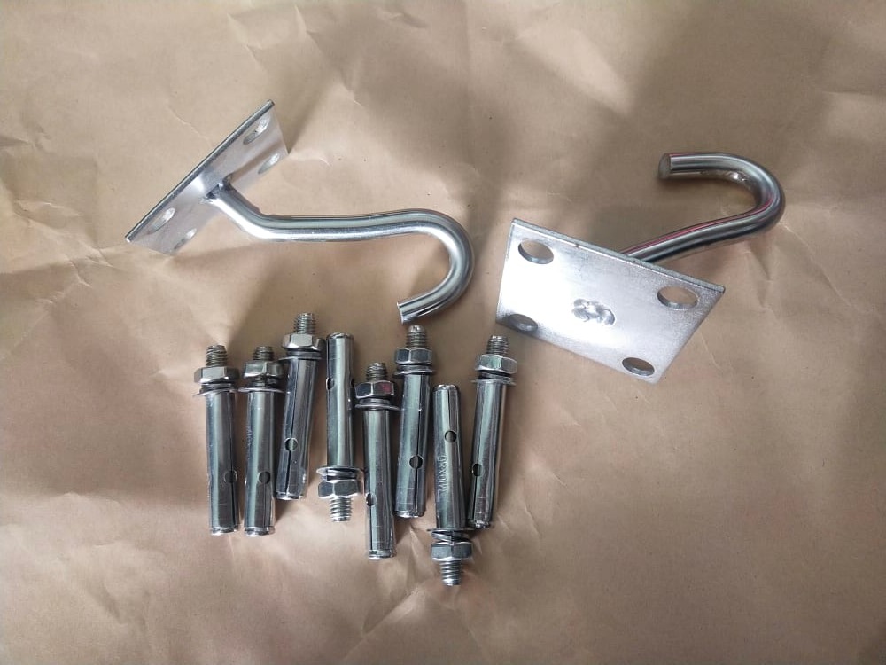 Combo 2 Móc treo võng Inox đế nổi kèm  nở Inox 10x80