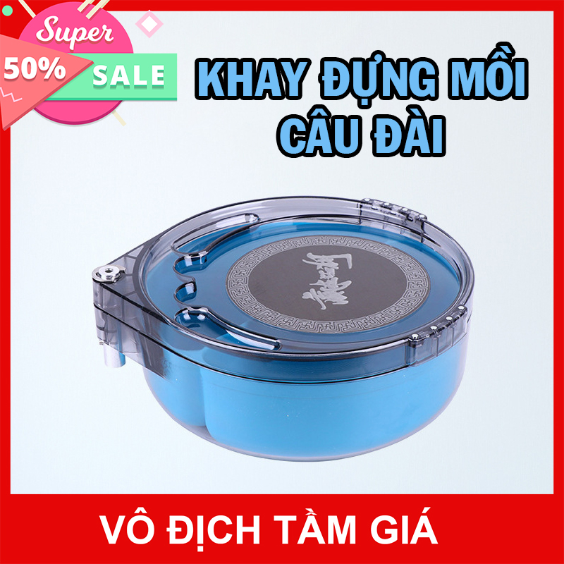 Khay Đựng Mồi Câu Đài Câu Đơn Trong Suốt, phụ kiện câu cá phụ kiện câu đài bát trộn mồi bát đựng mồi 2 tầng - Hoài My Fishing