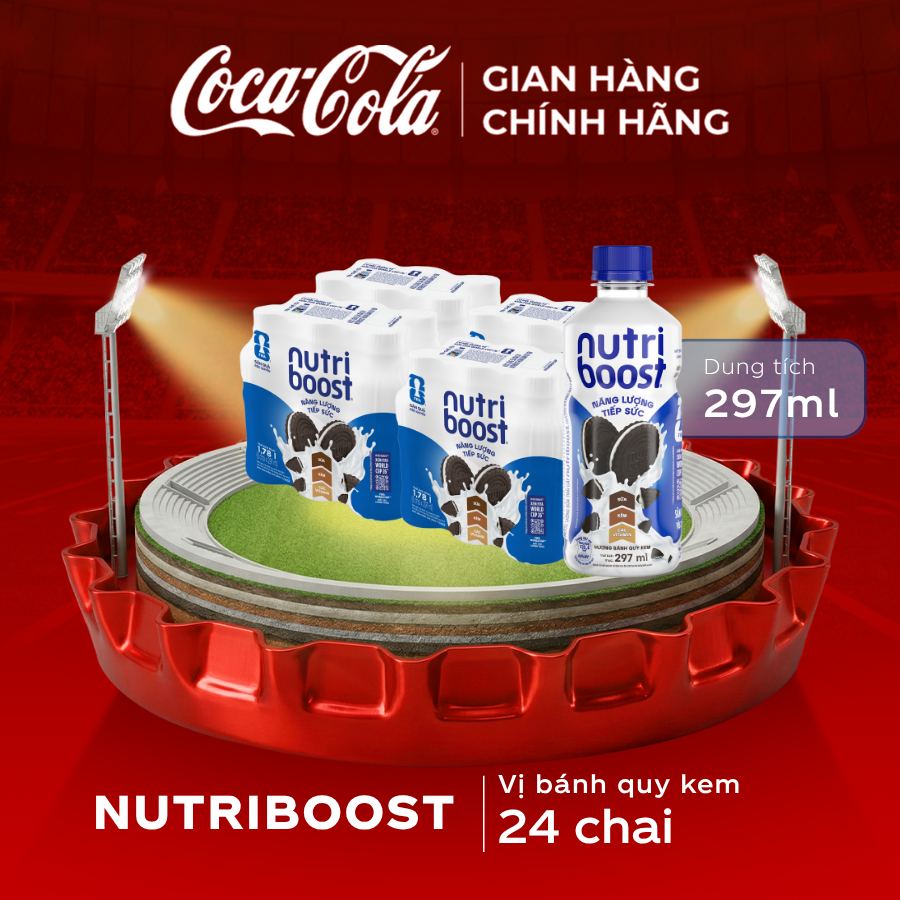 [SIÊU SALE ] Lốc 24 Chai Thực phẩm bổ sung Nước uống sữa trái cây Nutriboost hương bánh quy kem 297ml/Chai Sale 5.5 Coca-Cola Chính Hãng_LD