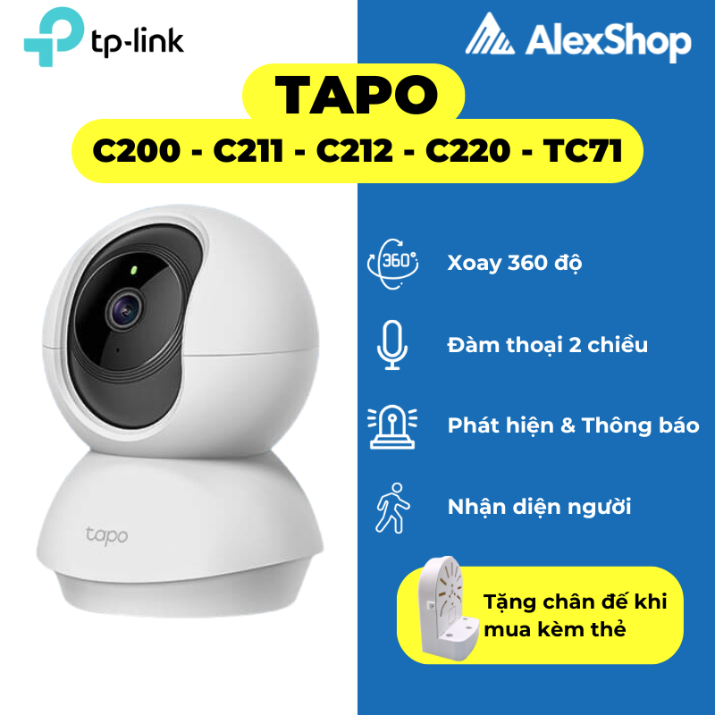 [2024] Camera WiFi TP-Link Tapo  C200 / C211 / C212 / C220 / TC70 Xoay 360, Quản Lí App Đàm Thoại 2 