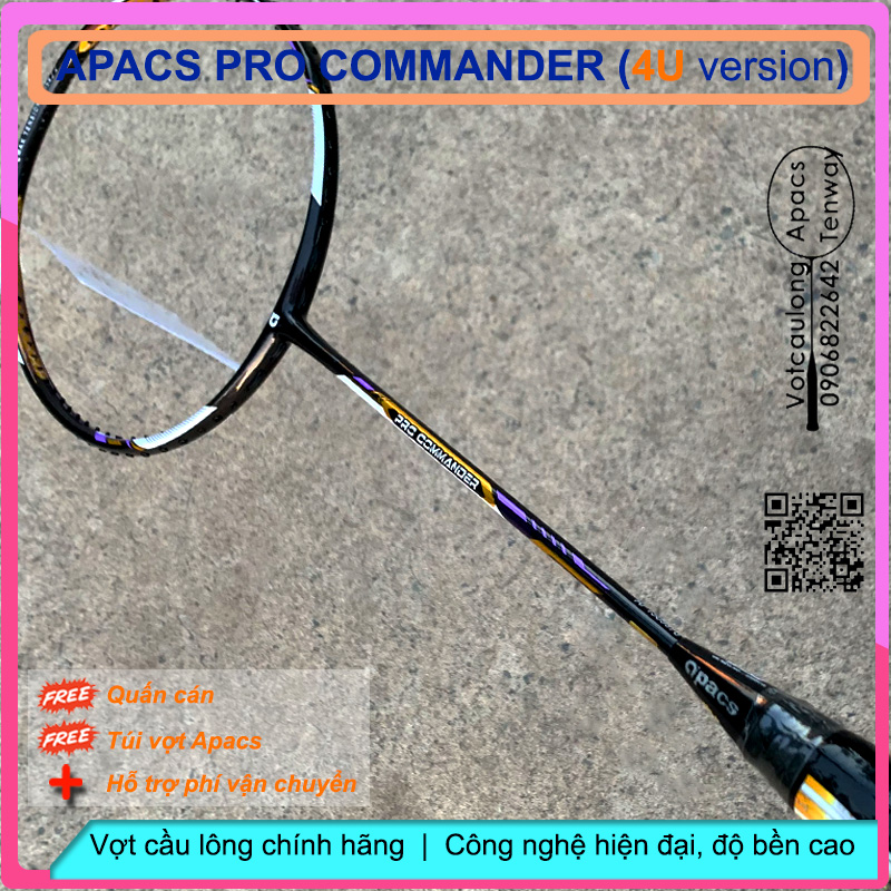 Vợt cầu lông Apacs Pro Commander 4U – Vợt chuyên công, thân đũa, công nghệ tiên tiến