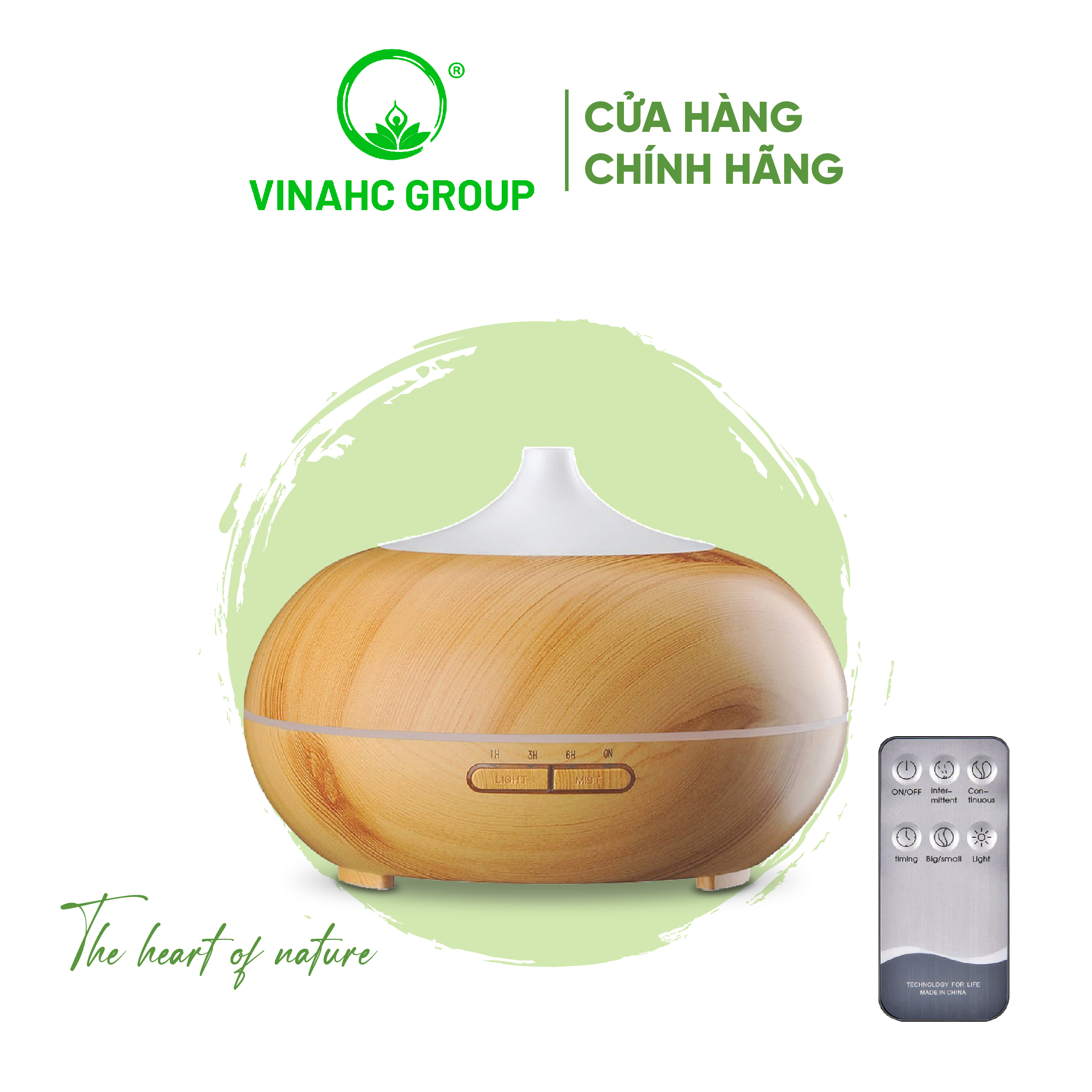 (BẢO HÀNH 6 THÁNG) Máy Xông/Khuếch tán Tinh Dầu Phong Ngủ Ultrasonic 550ml 24Care - Xông Phòng - Kèm Remote Điều Khiển - Công nghệ siêu âm 3 nút điều chỉnh giờ