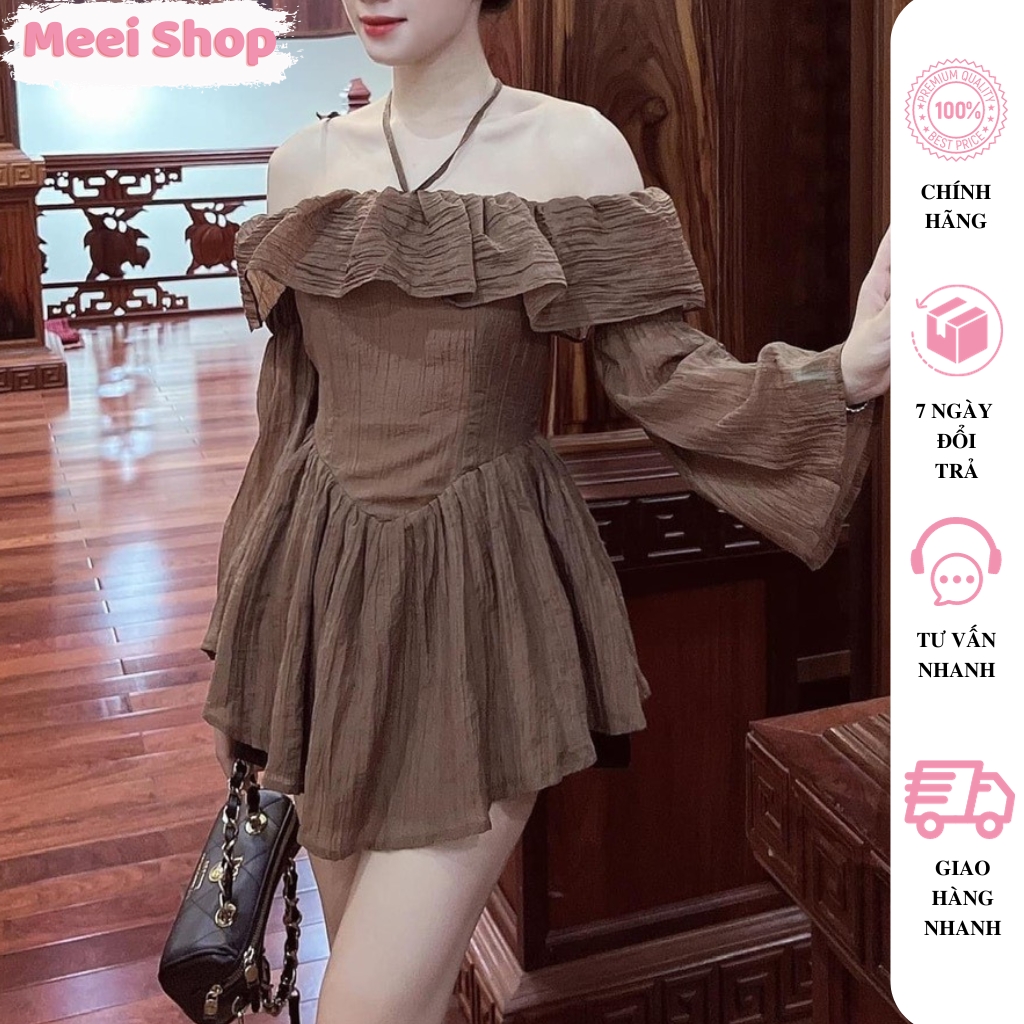 Áo trễ vai đũi bèo 2 lớp hàng cao cấp