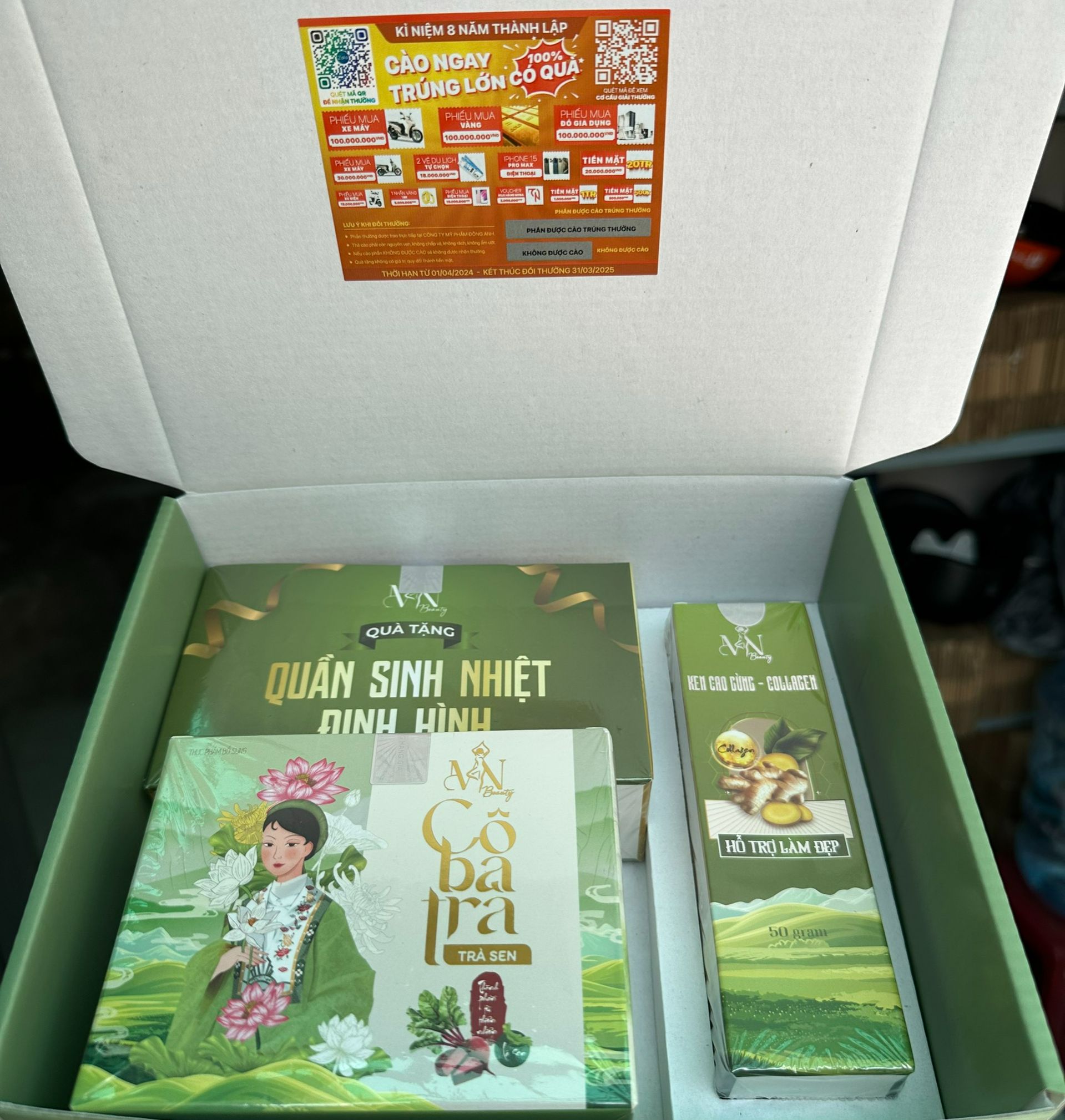 Cô ba trà tặng cao gừng+quần sinh nhiệt+thẻ cào mp đông anh nguyễn huỳnh như