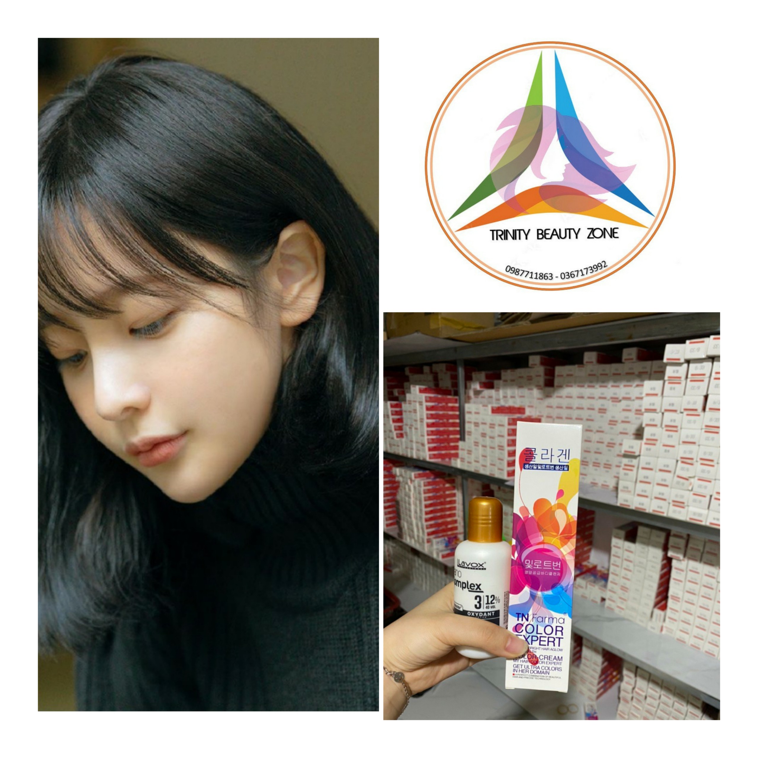 Thuốc nhuộm tóc màu ĐEN TUYỀN kèm oxy và gang tay