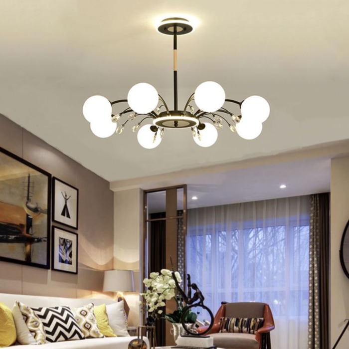 Đèn chùm SYNEY hiện đại trang trí nhà cửa sang trọng, độc đáo loại 8 bóng - kèm bóng LED chuyên dụng.