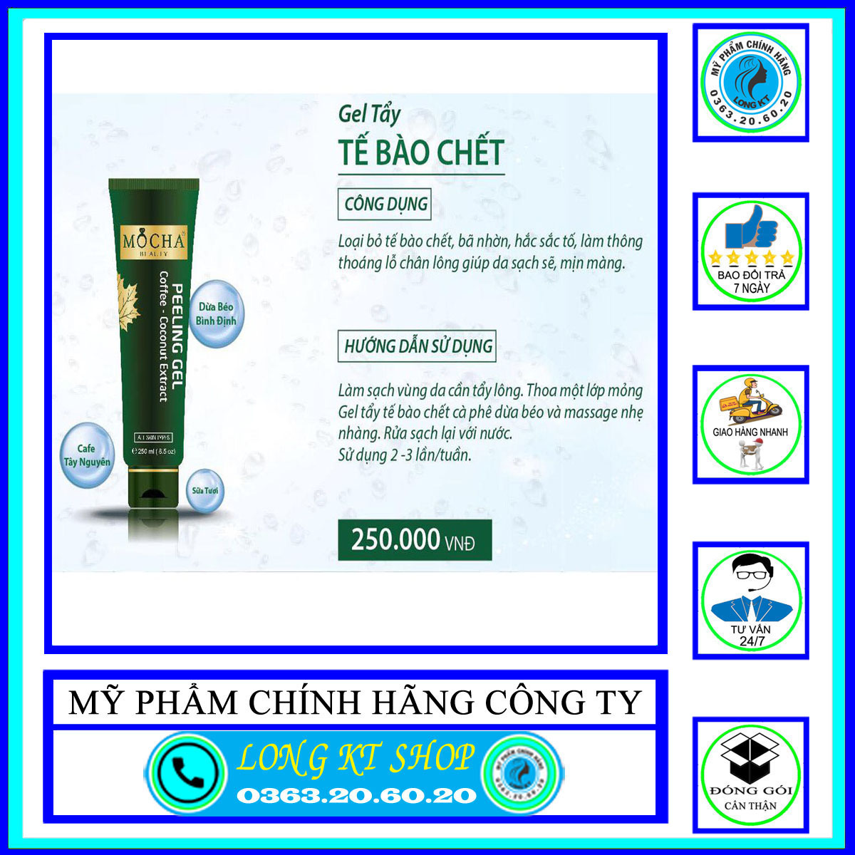 [Mocha beauty] Gel tẩy tế bào chết MOCHA 250ml GEL TẨY TẾ BÀO CHẾT CAFE DỪA MOCHA