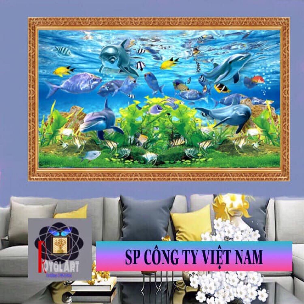 TRANH PHONG CẢNH ĐẠI DƯƠNG[Trang Trí Phòng Trẻ em-Cơ quan- Văn phòng-Nhà hàng- Quán hàng-Phòng Tắm-Phong-Thủy-Tranh Phong- Thủy -Tranh - Treo-Tường-Tranh-Dán-Tường-Tranh-Thêu-Tranh-Đính-Đá]Lụa 3D- Royal Art Shop