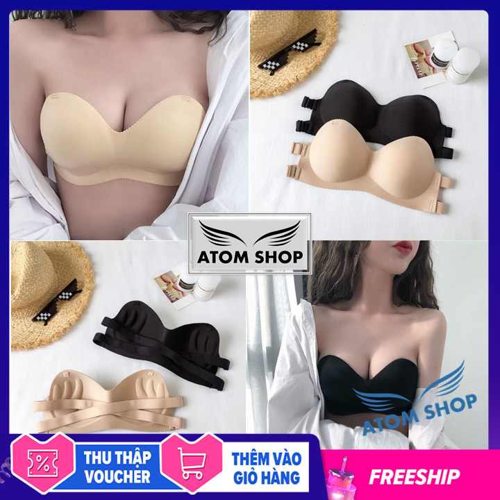 [HCM]Áo Bra Không Dây BKD01 Chống Tụt Mút Siêu Mỏng Freesize Ngực Dưới 84 cm +Tặng Kèm Dây Vai Trong [Atom Shop]