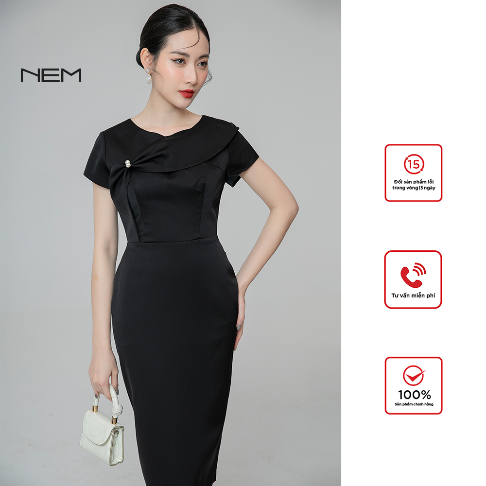 Đầm đen ôm đính ngọc nem fashion d07582