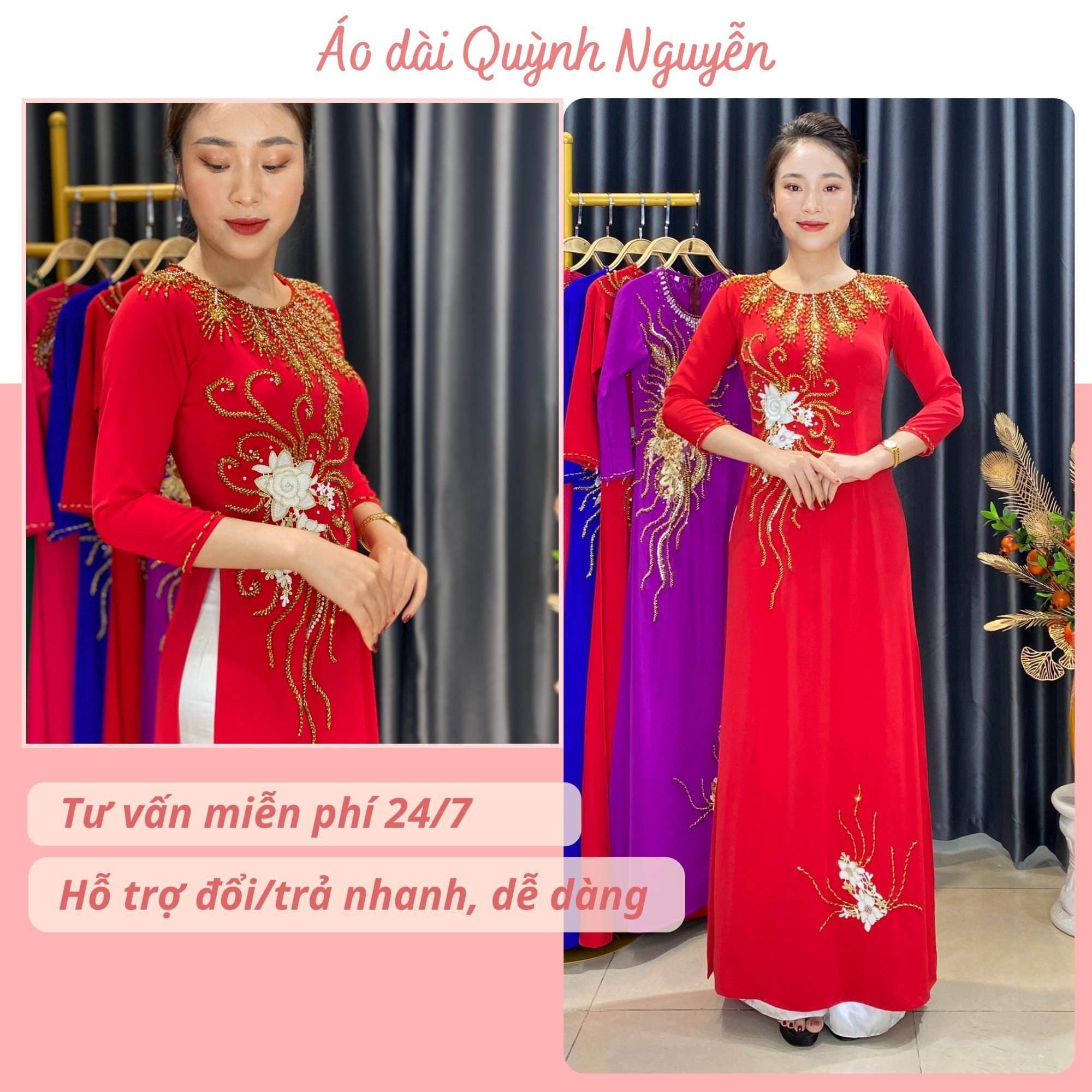 Áo dài, áo dài mẹ lụa mỹ cao cấp trang phục truyền thống MÃ D55