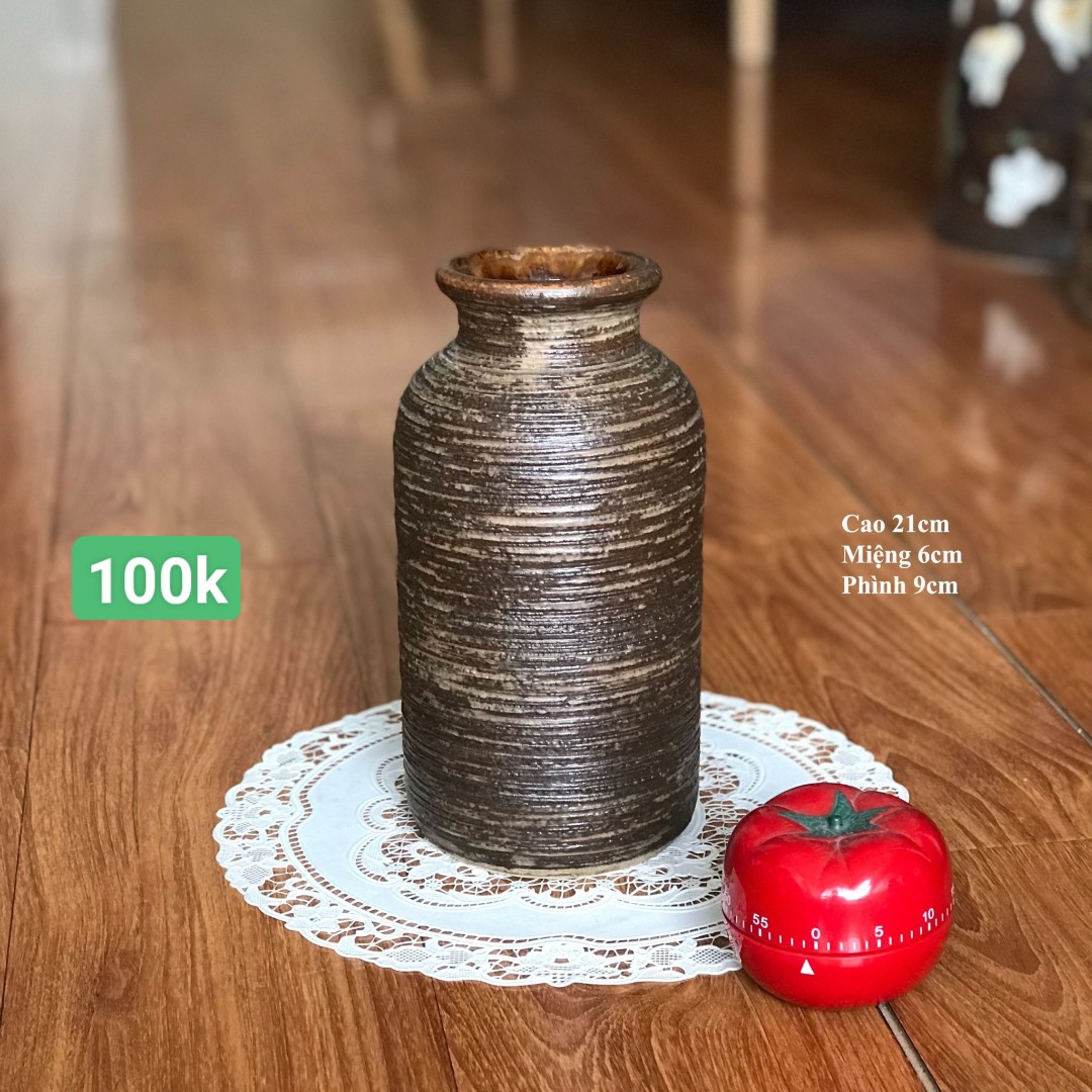 Bình hoa lọ hoa bát tràng men mộc các dáng, bình gốm lọ gốm bát tràng gqa105