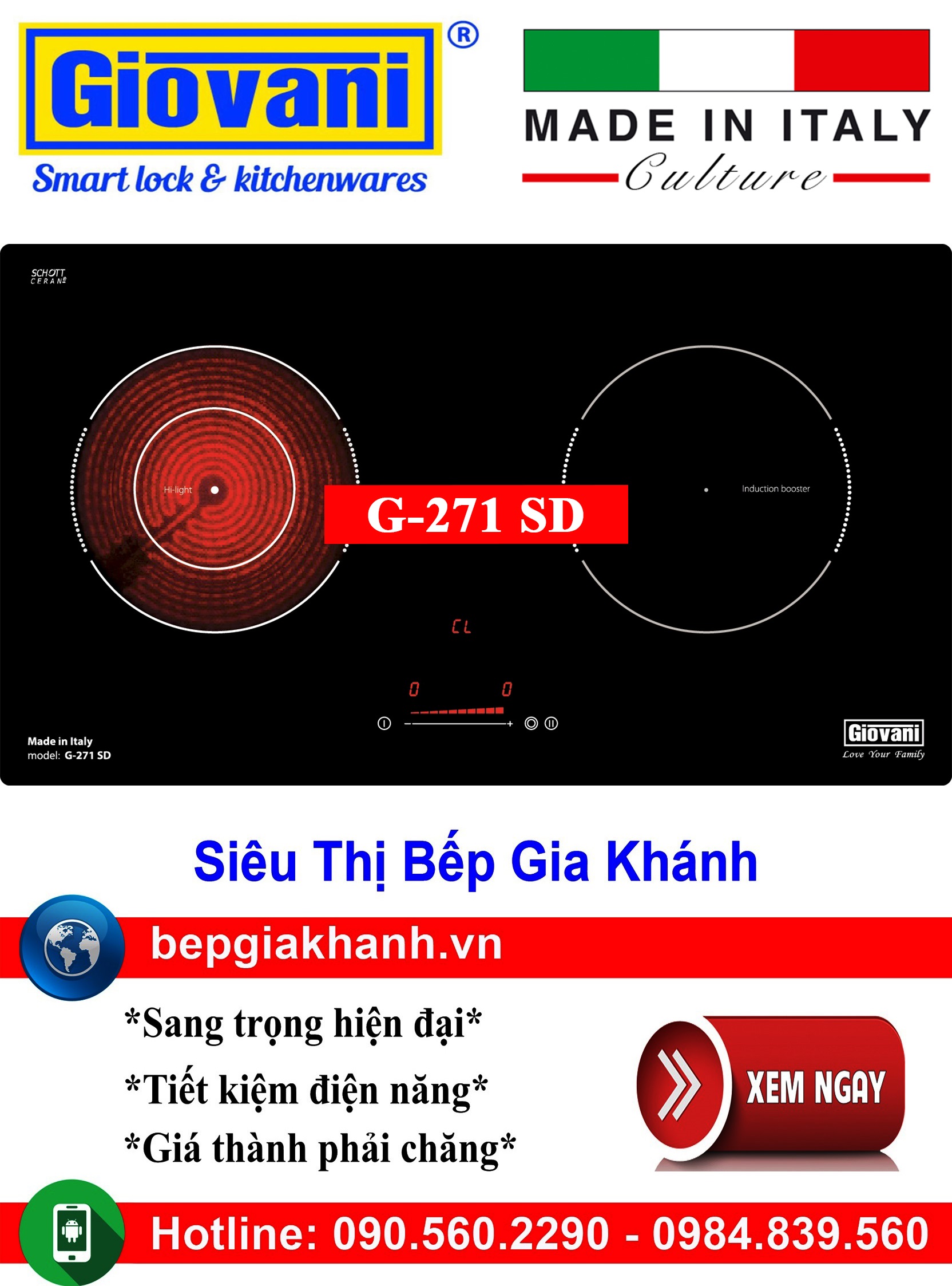 [HCM]Bếp điện từ đôi Giovani G-271 SD nhập khẩu Italy, bếp từ, bếp điện từ, bếp từ đôi, bếp điện từ đôi, bếp từ giá rẻ, bếp điện từ giá rẻ, bếp từ đơn, bep tu don, bep tu