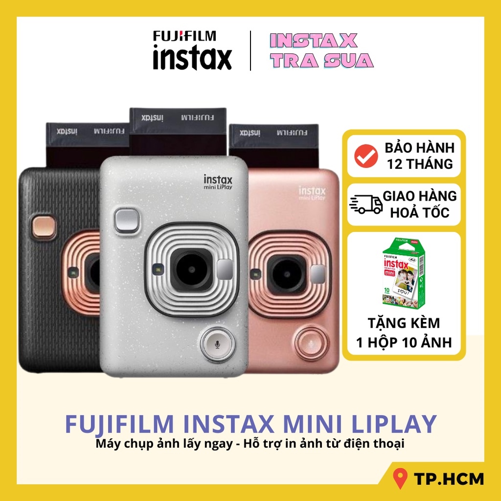 ¤ FUJIFILM INSTAX MINI LiPLAY - MÁY ẢNH IN LẤY LIỀN 3 TRONG 1 - Chính Hãng - Bảo hành 1 năm - Tặng kèm 10 film